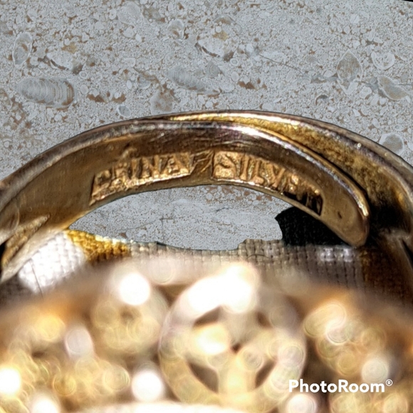 Vintage Chinese Silver and Amethyst Statement Ring - Picture 9 of 9